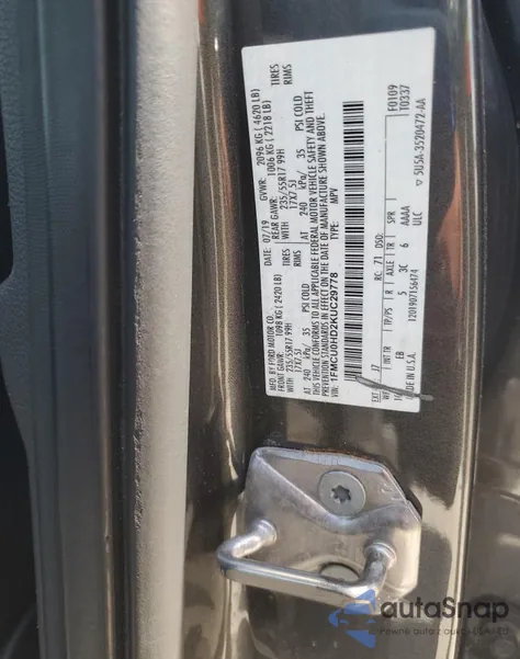 2019 Ford Escape Sel из США, поврежденный, VIN 1FMCU0HD2KUC29778